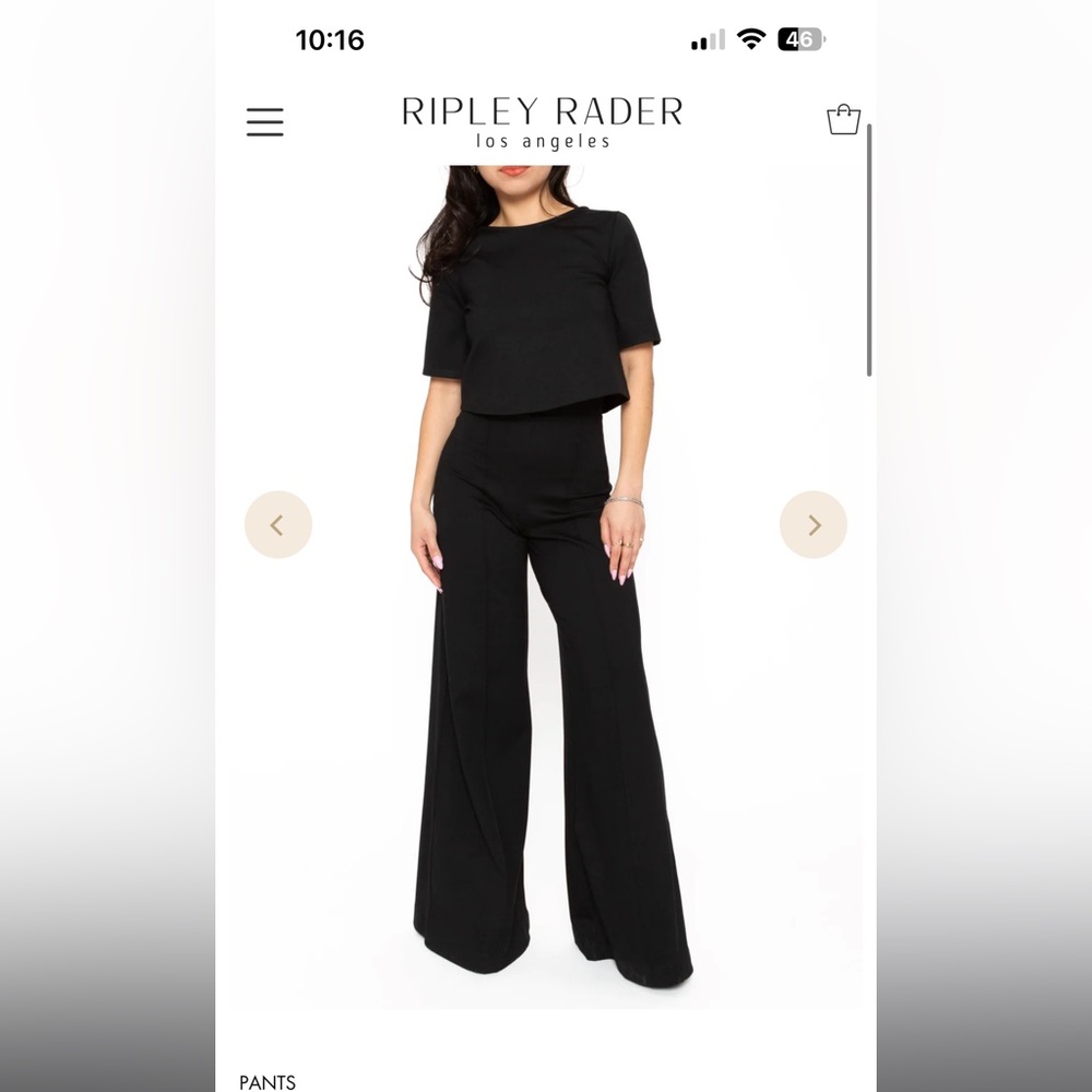 NWT Ripley Rader BLACK PONTE KNIT WIDE LEG PANT Sz L